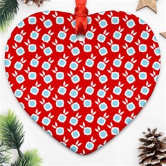 Square Flowers Red Ornament (heart) by snowwhitegirl