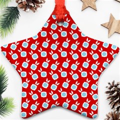 Square Flowers Red Ornament (star) by snowwhitegirl