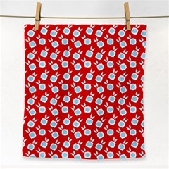 Square Flowers Red Face Towel by snowwhitegirl