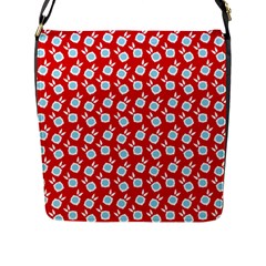 Square Flowers Red Flap Messenger Bag (l)  by snowwhitegirl