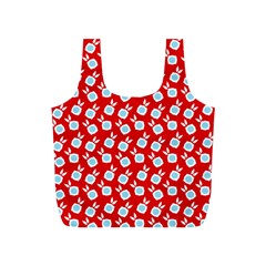 Square Flowers Red Full Print Recycle Bags (s)  by snowwhitegirl