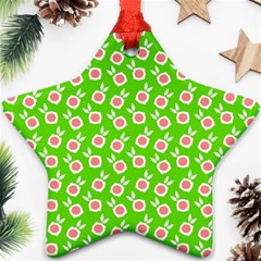 Square Flowers Green Ornament (star) by snowwhitegirl