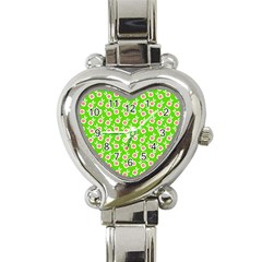 Square Flowers Green Heart Italian Charm Watch by snowwhitegirl