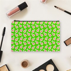 Square Flowers Green Cosmetic Bag (medium)  by snowwhitegirl