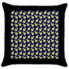 Square Flowers Navy Blue Throw Pillow Case (black) by snowwhitegirl