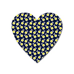 Square Flowers Navy Blue Heart Magnet by snowwhitegirl