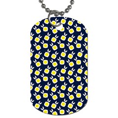 Square Flowers Navy Blue Dog Tag (two Sides) by snowwhitegirl