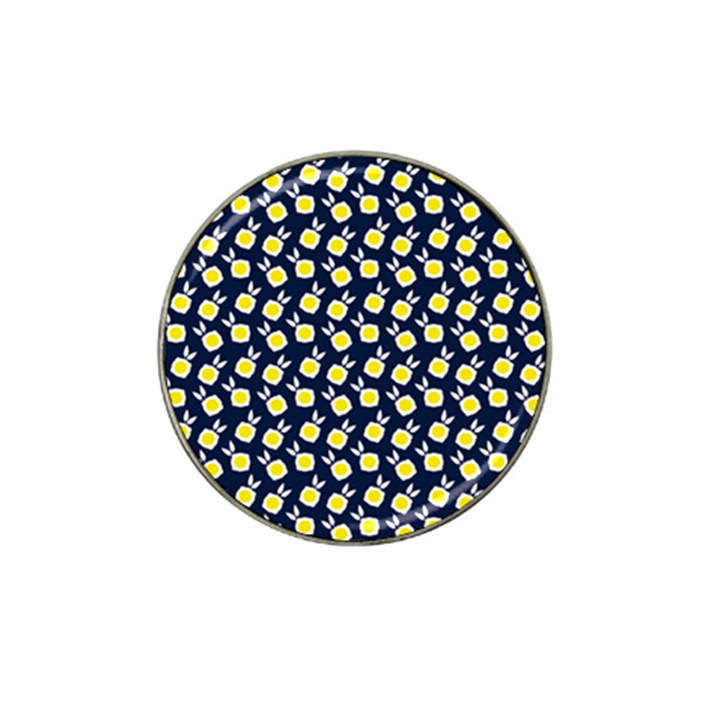 Square Flowers Navy Blue Hat Clip Ball Marker