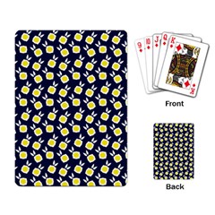 Square Flowers Navy Blue Playing Card by snowwhitegirl