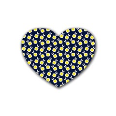 Square Flowers Navy Blue Heart Coaster (4 Pack)  by snowwhitegirl