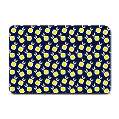 Square Flowers Navy Blue Small Doormat  by snowwhitegirl