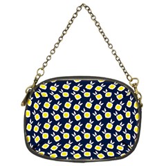 Square Flowers Navy Blue Chain Purses (two Sides)  by snowwhitegirl