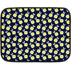 Square Flowers Navy Blue Fleece Blanket (mini) by snowwhitegirl