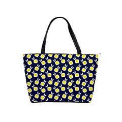 Square Flowers Navy Blue Shoulder Handbags by snowwhitegirl