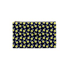 Square Flowers Navy Blue Cosmetic Bag (small)  by snowwhitegirl