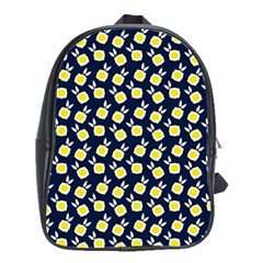 Square Flowers Navy Blue School Bag (large) by snowwhitegirl