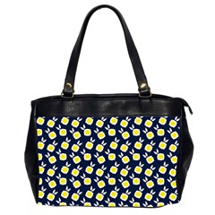 Square Flowers Navy Blue Office Handbags (2 Sides)  by snowwhitegirl