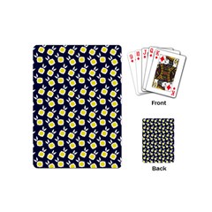 Square Flowers Navy Blue Playing Cards (mini) 