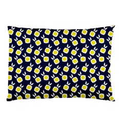 Square Flowers Navy Blue Pillow Case (two Sides) by snowwhitegirl