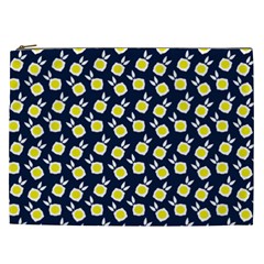 Square Flowers Navy Blue Cosmetic Bag (xxl)  by snowwhitegirl