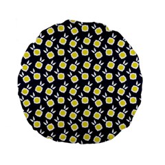 Square Flowers Navy Blue Standard 15  Premium Round Cushions by snowwhitegirl