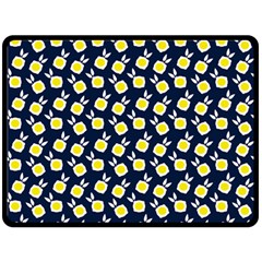 Square Flowers Navy Blue Double Sided Fleece Blanket (large)  by snowwhitegirl