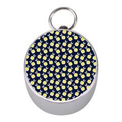 Square Flowers Navy Blue Mini Silver Compasses by snowwhitegirl