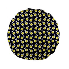 Square Flowers Navy Blue Standard 15  Premium Flano Round Cushions by snowwhitegirl