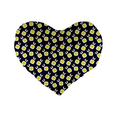 Square Flowers Navy Blue Standard 16  Premium Flano Heart Shape Cushions by snowwhitegirl