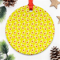 Square Flowers Yellow Ornament (round) by snowwhitegirl