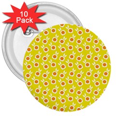 Square Flowers Yellow 3  Buttons (10 Pack)  by snowwhitegirl