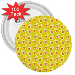 Square Flowers Yellow 3  Buttons (100 Pack)  by snowwhitegirl