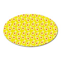 Square Flowers Yellow Oval Magnet by snowwhitegirl