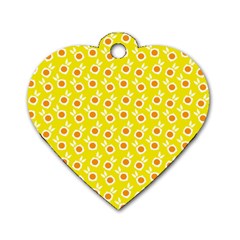 Square Flowers Yellow Dog Tag Heart (one Side) by snowwhitegirl