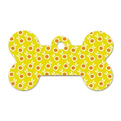 Square Flowers Yellow Dog Tag Bone (two Sides) by snowwhitegirl