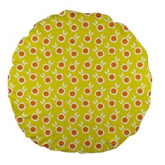 Square Flowers Yellow Large 18  Premium Round Cushions by snowwhitegirl