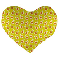 Square Flowers Yellow Large 19  Premium Heart Shape Cushions by snowwhitegirl