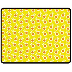 Square Flowers Yellow Double Sided Fleece Blanket (medium)  by snowwhitegirl