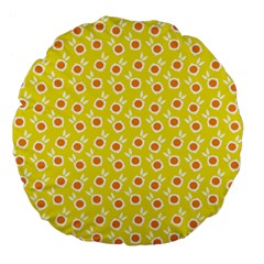 Square Flowers Yellow Large 18  Premium Flano Round Cushions by snowwhitegirl