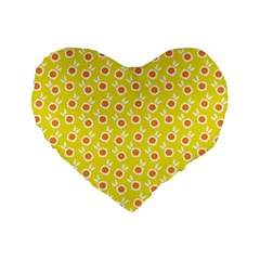 Square Flowers Yellow Standard 16  Premium Flano Heart Shape Cushions by snowwhitegirl