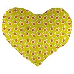 Square Flowers Yellow Large 19  Premium Flano Heart Shape Cushions by snowwhitegirl