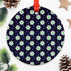 Daisy Dots Navy Blue Ornament (Round)