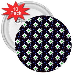 Daisy Dots Navy Blue 3  Buttons (10 pack) 