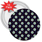 Daisy Dots Navy Blue 3  Buttons (10 pack)  Front