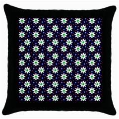 Daisy Dots Navy Blue Throw Pillow Case (Black)