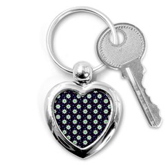 Daisy Dots Navy Blue Key Chains (Heart) 