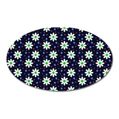 Daisy Dots Navy Blue Oval Magnet