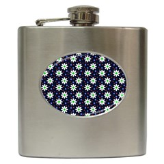 Daisy Dots Navy Blue Hip Flask (6 Oz) by snowwhitegirl