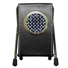 Daisy Dots Navy Blue Pen Holder Desk Clocks