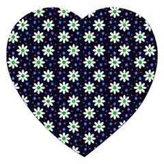 Daisy Dots Navy Blue Jigsaw Puzzle (Heart)